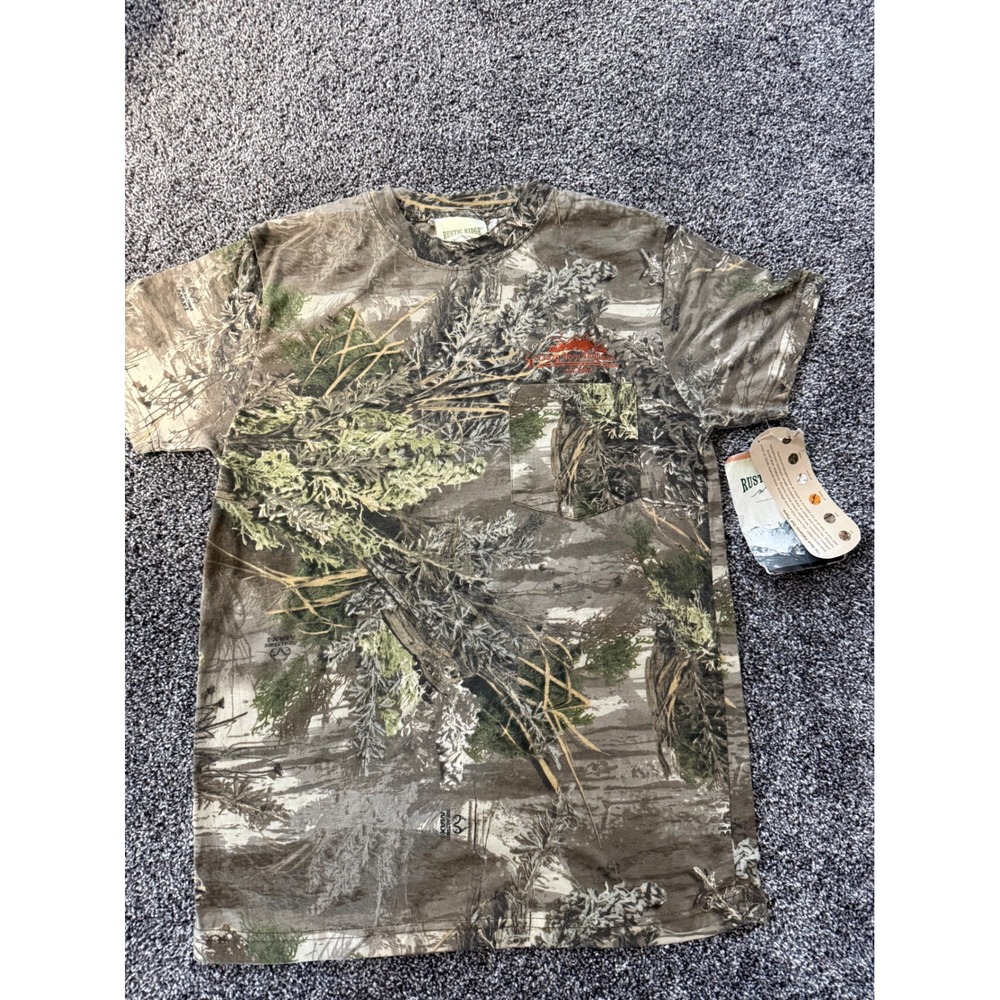 Rustic Ridge Realtree MAX-1 Camo Pocket T-Shirt Crazy Horn Outfitters Mens M NEW